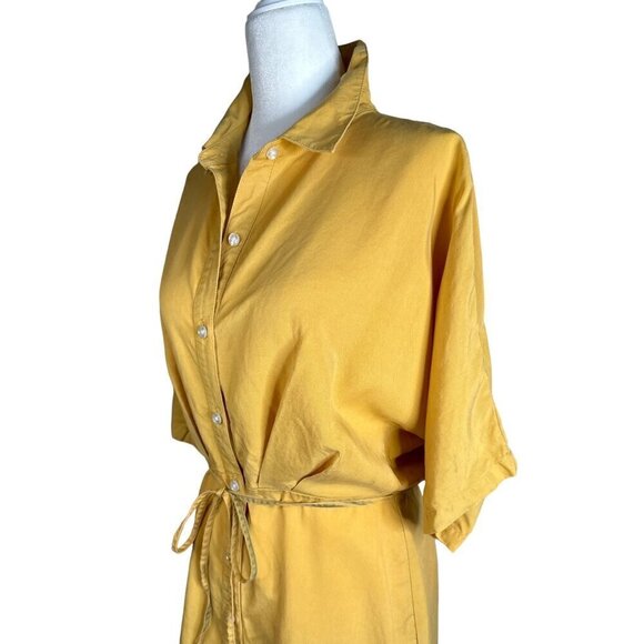 Thakoon Collective Tie Waist Shirtdress in Yellow 6 Womens Mini Collared - Picture 7 of 16